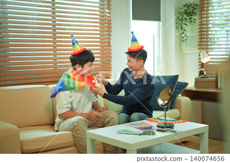 LGBTQ partners sharing warm moment at home LGBTQ partners sharing warm moment at home 140074656