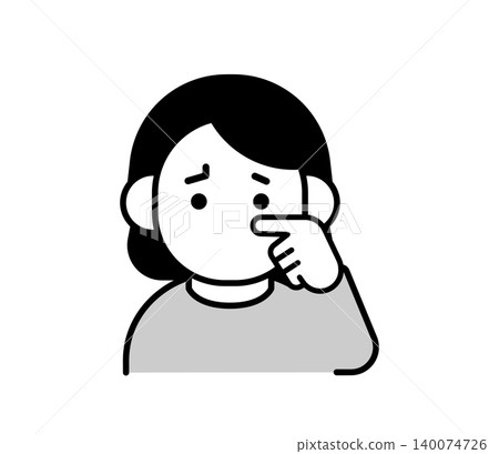 Icon illustration of a woman rubbing her eyes - symptoms of dry eyes, hay fever, and eye pain. Icon illustration of a woman rubbing her eyes - symptoms of dry eyes, hay fever, and eye pain. 140074726