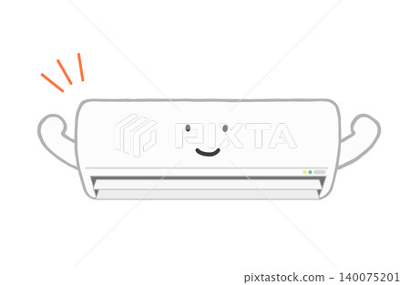 空調的簡單插圖；帶有笑臉的家用電器向量圖。 140075201