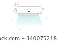 A simple vector illustration of an air conditioner with a smiling face and arms raised, looking like it's working hard. 140075218