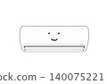 A simple illustration of an air conditioner viewed from the front; a vector illustration of a smiling character as the air conditioner. 140075221