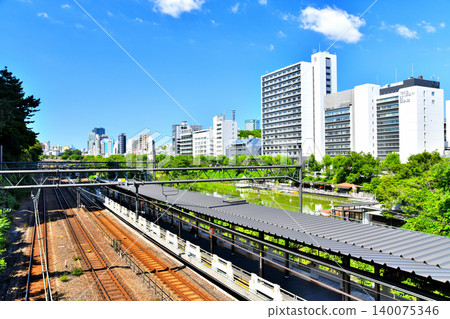 View towards Ichigaya from near JR Iidabashi Station (Chiyoda Ward, Shinjuku Ward, Tokyo) [May 2026] 140075346
