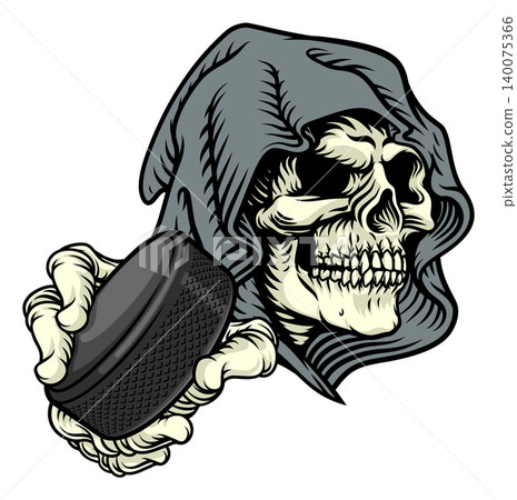Grim Reaper Death Skeleton Ice Hockey Team Mascot Grim Reaper Death Skeleton Ice Hockey Team Mascot 140075366