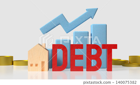 Rising Home Debt With Financial Growth Chart 3d render. Rising Home Debt With Financial Growth Chart 3d render. 140075382