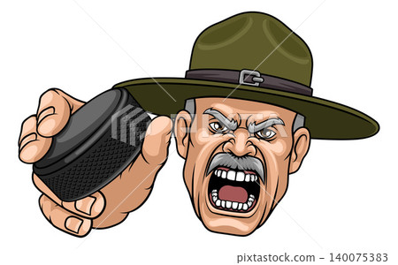 Drill Instructor Sergeant Ice Hockey Sports Mascot Drill Instructor Sergeant Ice Hockey Sports Mascot 140075383