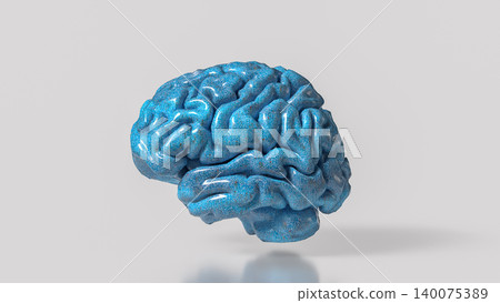 Glossy Blue Human Brain Model 3d render. Glossy Blue Human Brain Model 3d render. 140075389
