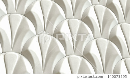 Elegant White Scallop Wall Texture 3d render. 140075395