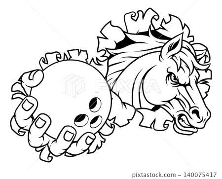 Horse Mustang Stallion Bowling Sports Team Mascot Horse Mustang Stallion Bowling Sports Team Mascot 140075417