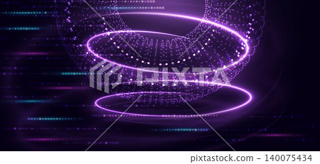 Abstract futuristic background featuring glowing purple light trails creating dynamic motion. Abstract futuristic background featuring glowing purple light trails creating dynamic motion. 140075434