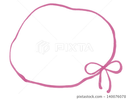 一個鬆散的圓形相框，上面用軟馬克筆畫著一條絲帶。 140076078