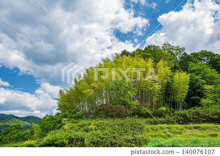 奈良縣飛鳥村稻淵的鄉村景色 140076107