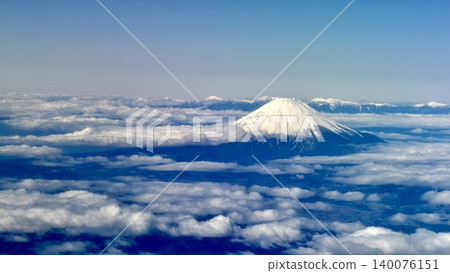 Mount Fuji and the Southern Alps from an airplane overlooking a sea of clouds Mount Fuji and the Southern Alps from an airplane overlooking a sea of clouds 140076151