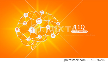 11 Quotients in brain human organ on orange background. 11Q IQ EQ SQ MQ CQ PQ AQ TQ HQ OQ NQ. Emotional intelligence balance of child. Leadership development growth concept. Vector. 11 Quotients in brain human organ on orange background. 11Q IQ EQ SQ MQ CQ PQ AQ TQ HQ OQ NQ. Emotional intelligence balance of child. Leadership development growth concept. Vector. 140076202