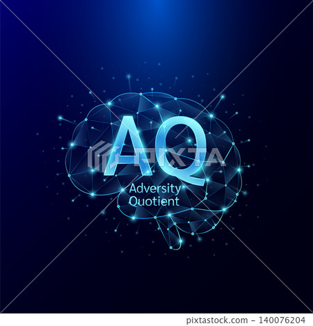 AQ Adversity Quotient symbol in brain human. Style polygon glowing blue on a dark background. Intelligence balance of child. Leadership development growth concept. Vector. AQ Adversity Quotient symbol in brain human. Style polygon glowing blue on a dark background. Intelligence balance of child. Leadership development growth concept. Vector. 140076204