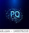 PQ Play Quotient symbol in brain human. Style polygon glowing blue on a dark background. Intelligence balance of child. Leadership development growth concept. Vector. 140076210