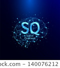 SQ Social Quotient symbol in brain human. Style polygon glowing blue on a dark background. Intelligence balance of child. Leadership development growth concept. Vector. 140076212