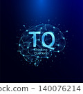 TQ Thinking Quotient symbol in brain human. Style polygon glowing blue on a dark background. Intelligence balance of child. Leadership development growth concept. Vector. 140076214