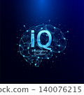 IQ Intelligence Quotient symbol in brain human. Style polygon glowing blue on a dark background. Intelligence balance of child. Leadership development growth concept. Vector. 140076215