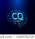 CQ Creative Quotient symbol in brain human. Style polygon glowing blue on a dark background. Intelligence balance of child. Leadership development growth concept. Vector. 140076216