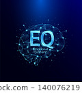 Emotional Quotient EQ symbol in brain human. Style polygon glowing blue on a dark background. Intelligence balance of child. Leadership development growth concept. Vector. 140076219