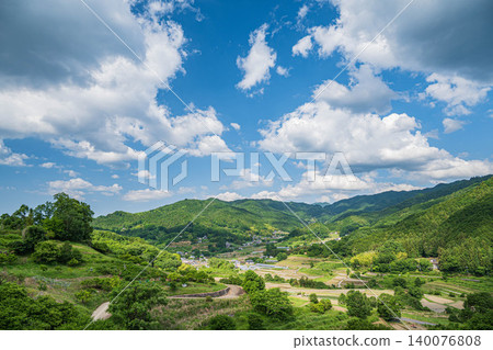 Inabuchi Rice Terraces: View from a Secret Observation Deck, Asuka Village, Nara Prefecture Inabuchi Rice Terraces: View from a Secret Observation Deck, Asuka Village, Nara Prefecture 140076808