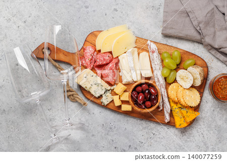 Antipasto platter with cheese and meats Antipasto platter with cheese and meats 140077259