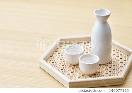 Japanese sake image: Tokkuri and choko set Japanese sake image: Tokkuri and choko set 140077563