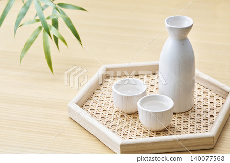 Japanese sake image: Tokkuri and choko set Japanese sake image: Tokkuri and choko set 140077568