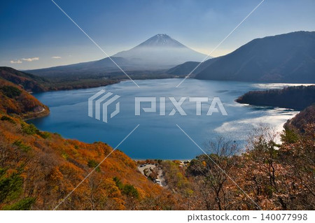 Lake Motosu in autumn and Mt. Fuji Lake Motosu in autumn and Mt. Fuji 140077998