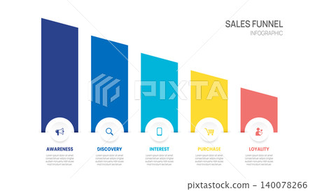 Sales funnel Infographic diagram template for business. Modern Timeline 5 steps Tunnel, presentation vector infographics. Sales funnel Infographic diagram template for business. Modern Timeline 5 steps Tunnel, presentation vector infographics. 140078266