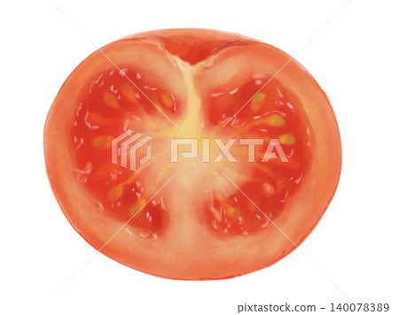 Hand-drawn watercolor illustration of a fresh tomato cross-section. Hand-drawn watercolor illustration of a fresh tomato cross-section. 140078389