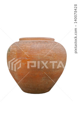 Ancient Thai traditional clay water jar isolated on white background Ancient Thai traditional clay water jar isolated on white background 140078428