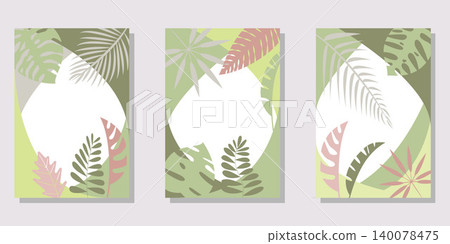 Set of tropical plants, tropical leaf illustrations 140078475