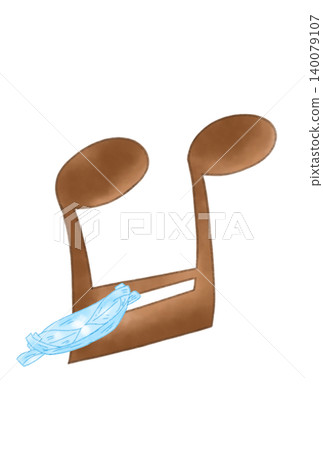 Musical notes with bamboo boats attached Musical notes with bamboo boats attached 140079107