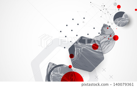 Abstract art wireframe background. Modern science or technology art elements. Surface illustration. Vector. Abstract art wireframe background. Modern science or technology art elements. Surface illustration. Vector. 140079361