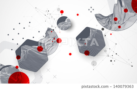 Abstract art wireframe background. Modern science or technology art elements. Surface illustration. Vector. 140079363