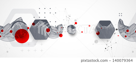 Abstract art wireframe background. Modern science or technology art elements. Surface illustration. Vector. Abstract art wireframe background. Modern science or technology art elements. Surface illustration. Vector. 140079364