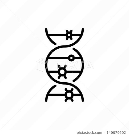 DNA strand with virus pathogen icon. Biotechnology, molecular biology research and hereditary disease. Thin line icon. DNA strand with virus pathogen icon. Biotechnology, molecular biology research and hereditary disease. Thin line icon. 140079602