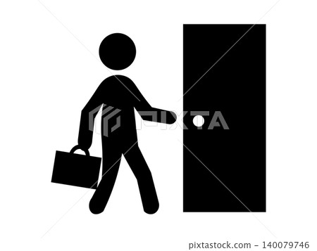 Office worker icon entering the office Office worker icon entering the office 140079746