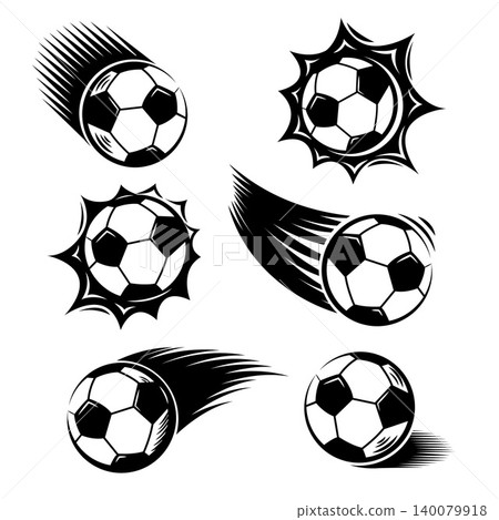 Soccer Ball Motion Icon Collection with Dynamic Sport Elements Soccer Ball Motion Icon Collection with Dynamic Sport Elements 140079918