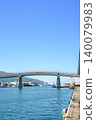 A view of the Tsuruga Minato Bridge and the blue sea from the pier of Tsuruga Port. 140079983