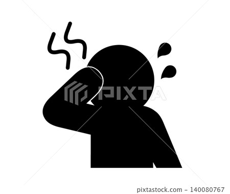 Silhouette icon of a person feeling unwell due to heatstroke Silhouette icon of a person feeling unwell due to heatstroke 140080767