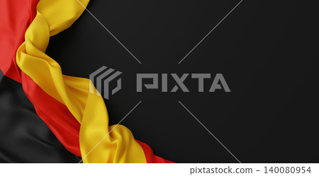German flag with fabric texture on black background with copy space 3D render German flag with fabric texture on black background with copy space 3D render 140080954