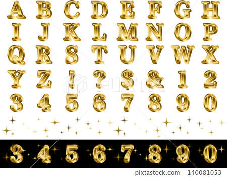 Alphabet Mincho font, 4 layers, light, 1 gold Alphabet Mincho font, 4 layers, light, 1 gold 140081053