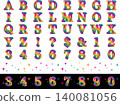 字母明喬字體，四重，淺色，22 根彩虹柱 140081056