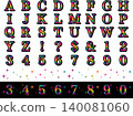 Mincho 字母字體，4 層，淺色，黑色 22 根彩虹柱 140081060