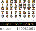 Mincho 字母字體，四重，細體，黑色彩虹，1 個金色 140081061