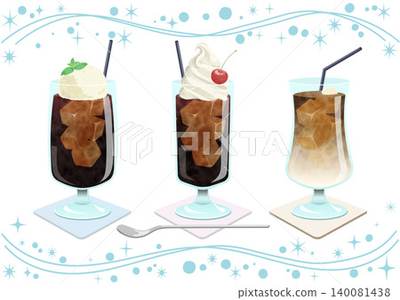 Iced Coffee Variety Illustration Set Iced Coffee Variety Illustration Set 140081438