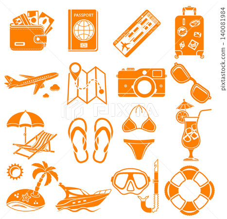 Vacation and Tourism Icons Set Vacation and Tourism Icons Set 140081984