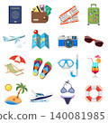 Vacation and Tourism Flat Icons Set 140081985